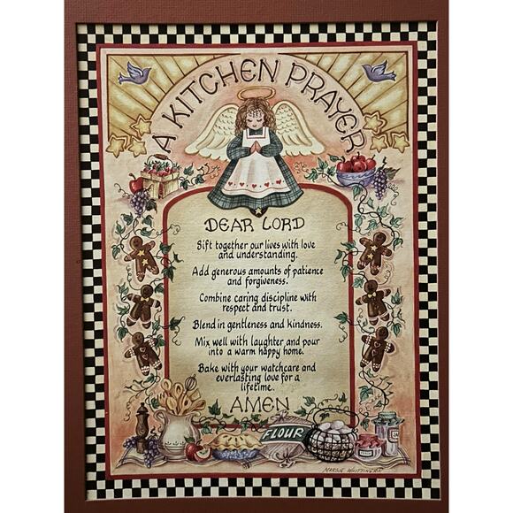 Home Interiors Frame Mat "Kitchen Prayer" Picture Angel 16x20 Margie Whittington - Picture 2 of 3
